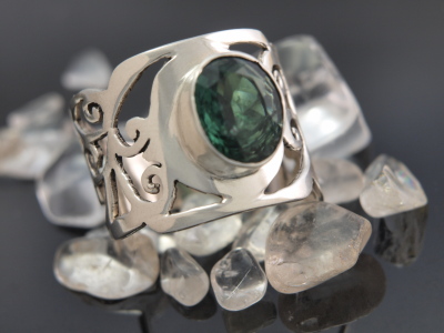Green Tourmaline Ring in Sterling Silver